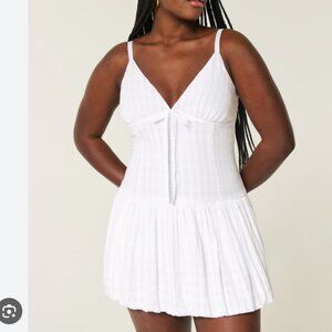 Hollister V-Neck Bubble Mini Dress NWT White Size Small